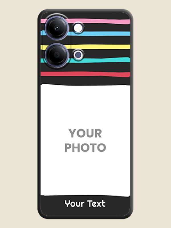 Custom Multicolor Lines with Image On Space Black Custom Soft Matte Mobile Back Cover - Vivo Y21 5G - alternate view