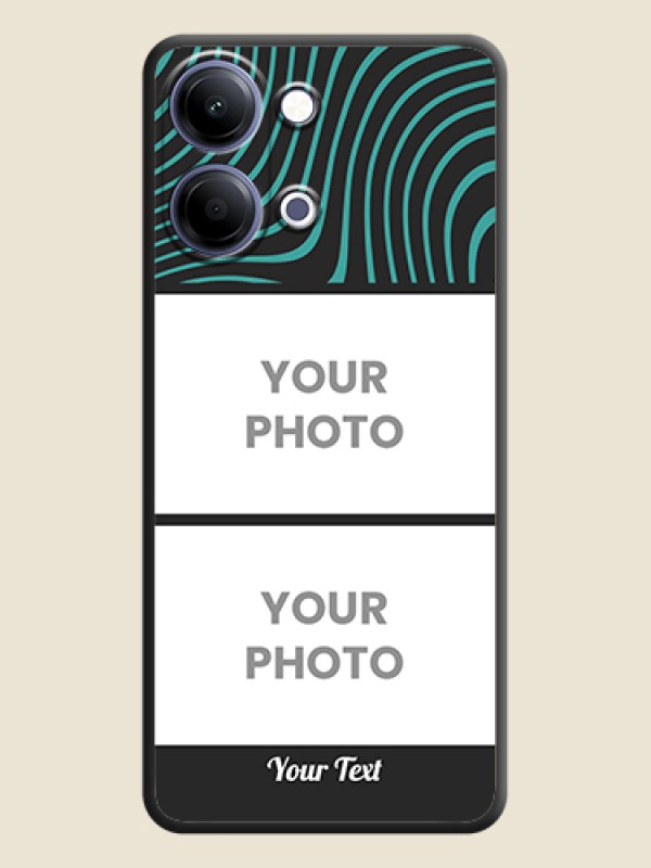 Custom Wave Pattern with 2 Image Holder On Space Black Custom Soft Matte Mobile Back Cover - Vivo Y21 5G - alternate view