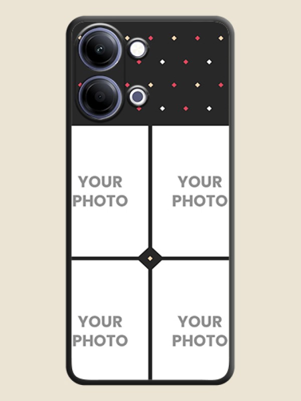 Custom Multicolor Dotted Pattern with 4 Image Holder On Space Black Custom Soft Matte Mobile Back Cover - Vivo Y21 5G - alternate view