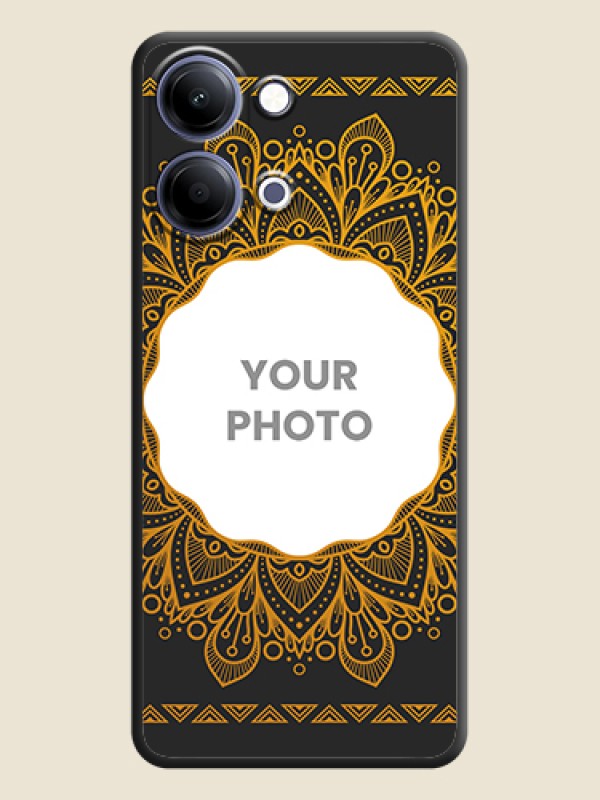 Custom Round Image with Floral Design On Space Black Custom Soft Matte Mobile Back Cover - Vivo Y21 5G - alternate view