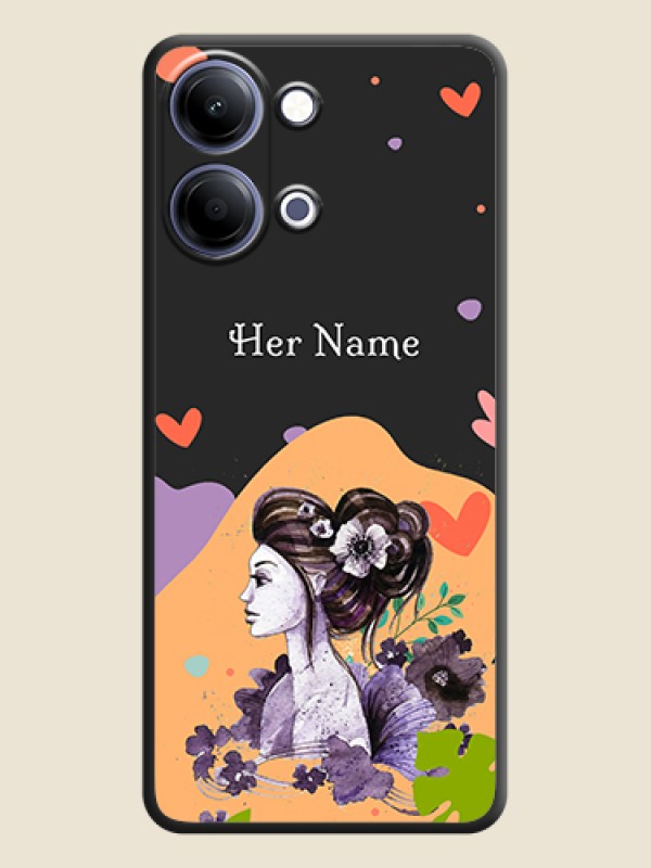Custom Namecase For Her With Fancy Lady Image On Space Black Custom Soft Matte Mobile Back Cover - Vivo Y21 5G - alternate view