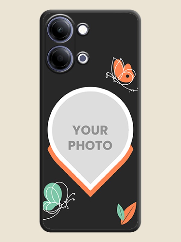 Custom Upload Pic With Simple Butterly Design On Space Black Custom Soft Matte Mobile Back Cover - Vivo Y21 5G - alternate view