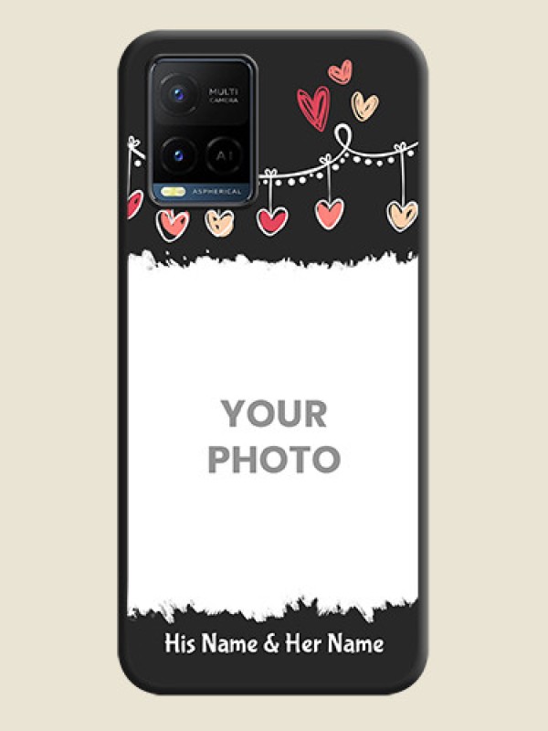 Custom Pink Love Hangings with Name on Space Black Custom Soft Matte Phone Cases - Vivo Y21 - alternate view