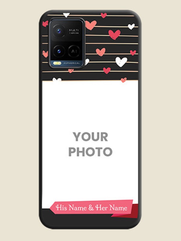 Custom Love Pattern with Name on Pink Ribbon  on Photo on Space Black Soft Matte Back Cover - Vivo Y21 - alternate view