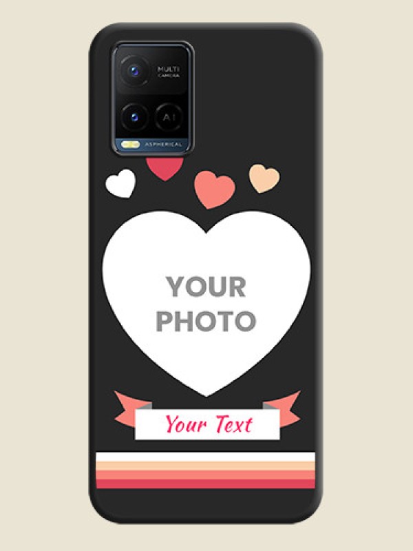 Custom Love Shaped Photo with Colorful Stripes on Personalised Space Black Soft Matte Cases - Vivo Y21 - alternate view