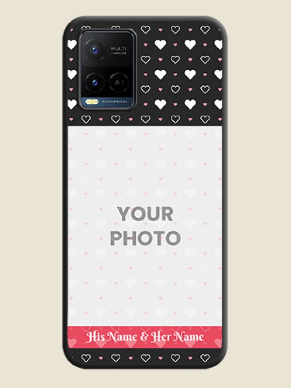 Custom White Color Love Symbols with Text Design on Photo on Space Black Soft Matte Phone Cover - Vivo Y21 - alternate view