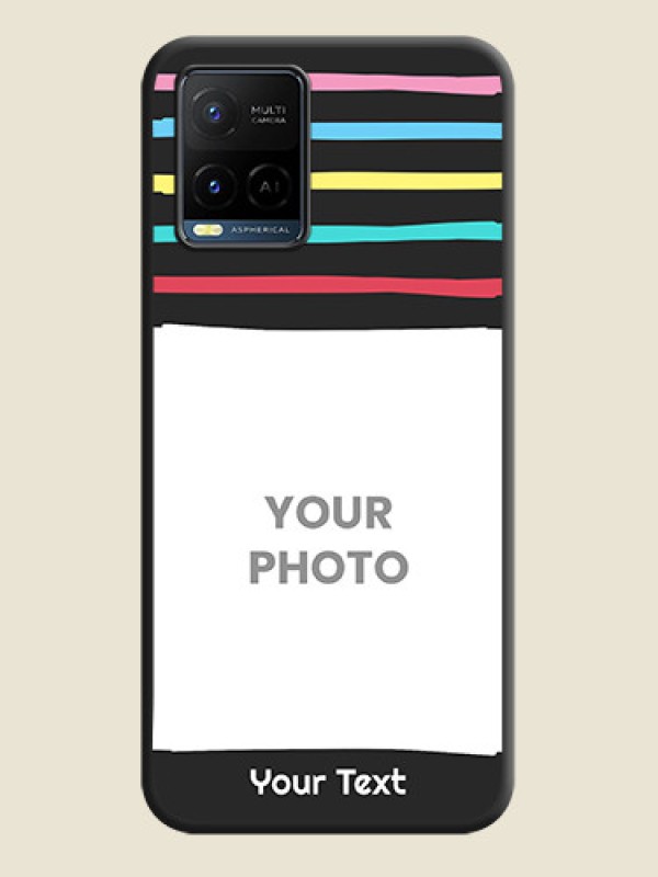 Custom Multicolor Lines with Image on Space Black Personalized Soft Matte Phone Covers - Vivo Y21 - alternate view