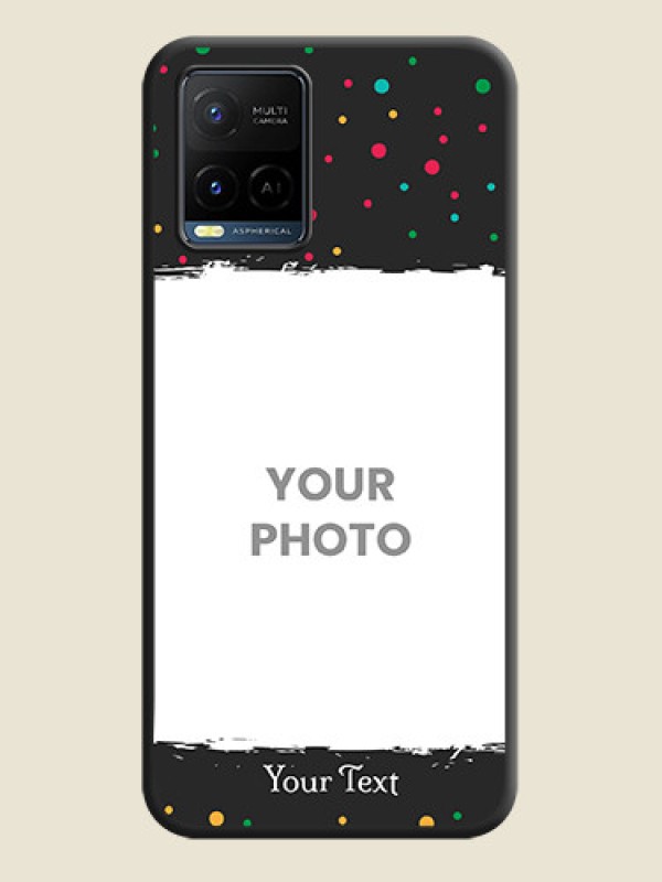 Custom Multicolor Dotted Pattern with Text on Space Black Custom Soft Matte Phone Back Cover - Vivo Y21 - alternate view