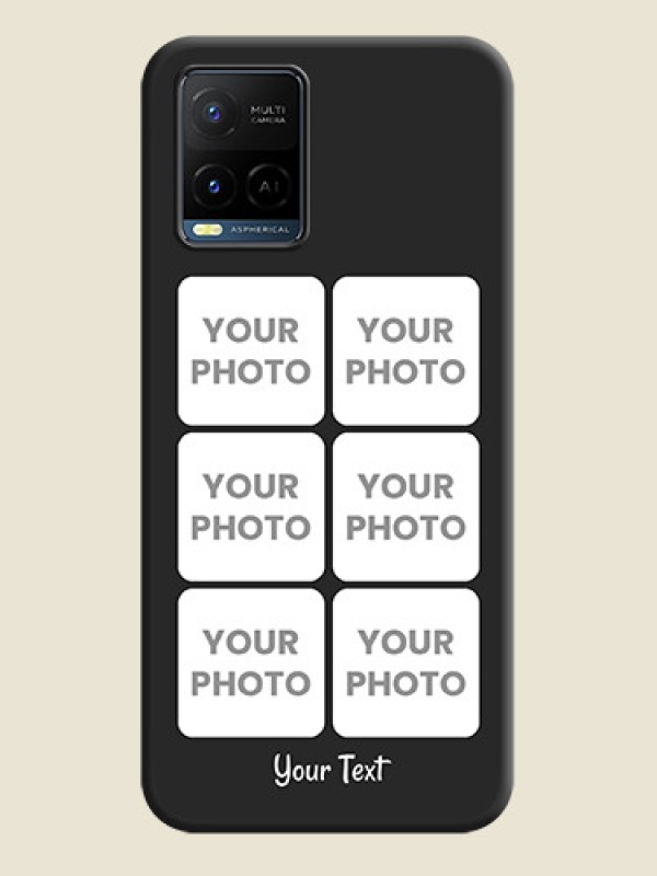 Custom Floral Art with 6 Image Holder on Photo on Space Black Soft Matte Mobile Case - Vivo Y21 - alternate view
