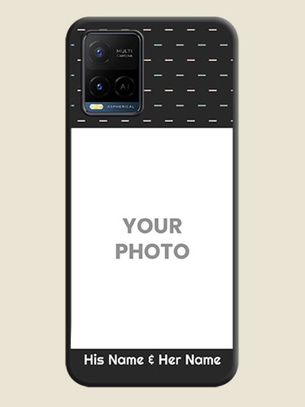 Custom Line Pattern Design with Text on Space Black Custom Soft Matte Phone Back Cover - Vivo Y21 - alternate view