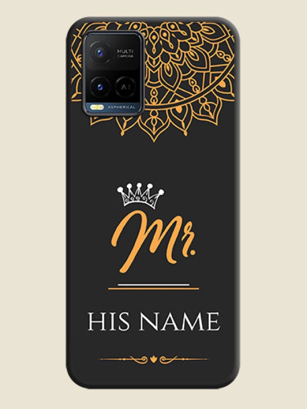 Custom Mr Name with Floral Design  on Personalised Space Black Soft Matte Cases - Vivo Y21 - alternate view