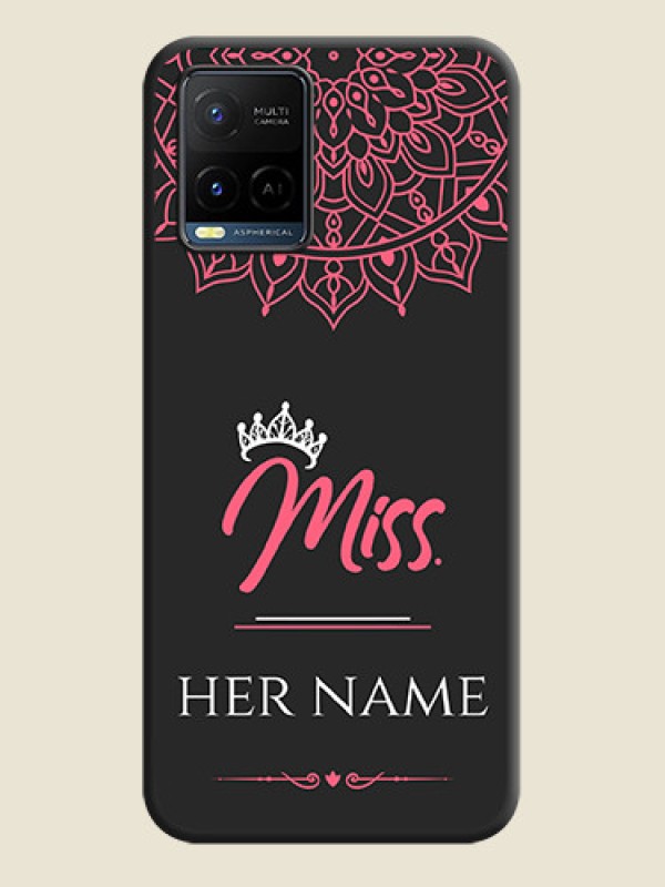 Custom Mrs Name with Floral Design on Space Black Personalized Soft Matte Phone Covers - Vivo Y21 - alternate view