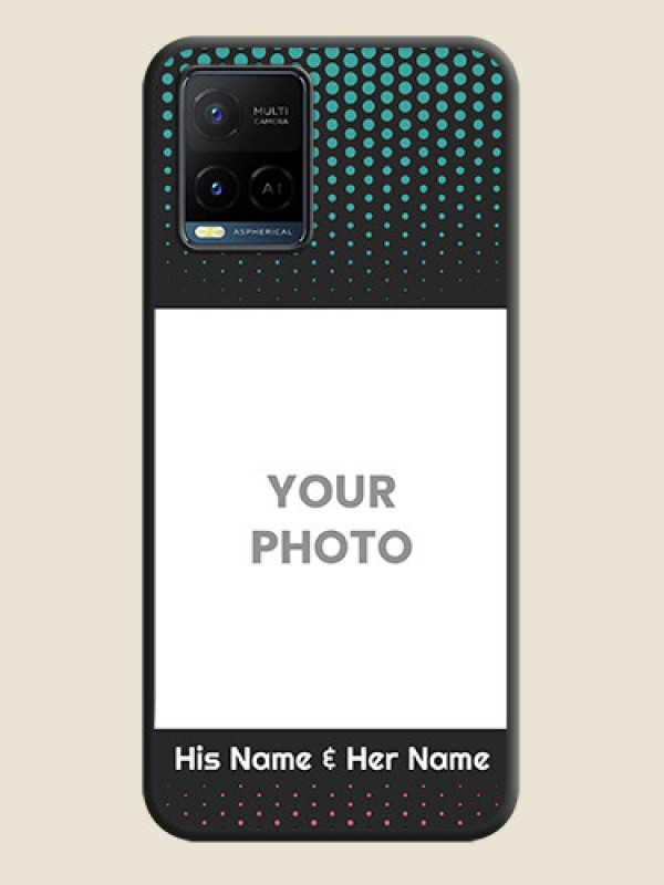 Custom Faded Dots with Grunge Photo Frame and Text on Space Black Custom Soft Matte Phone Cases - Vivo Y21 - alternate view