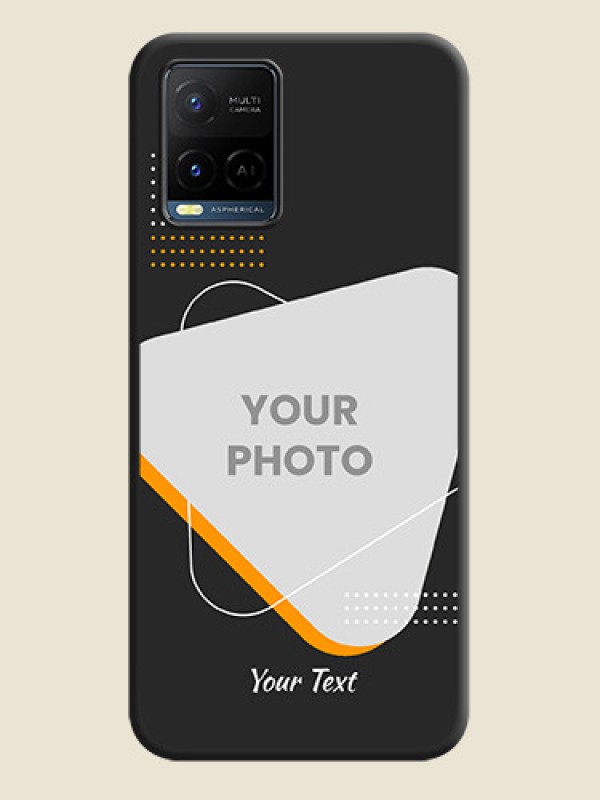 Custom Yellow Triangle on Photo on Space Black Soft Matte Phone Cover - Vivo Y21 - alternate view