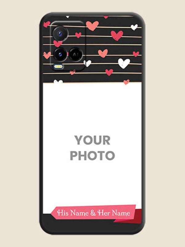Custom Love Pattern with Name on Pink Ribbon  on Photo on Space Black Soft Matte Back Cover - Vivo Y21A - alternate view