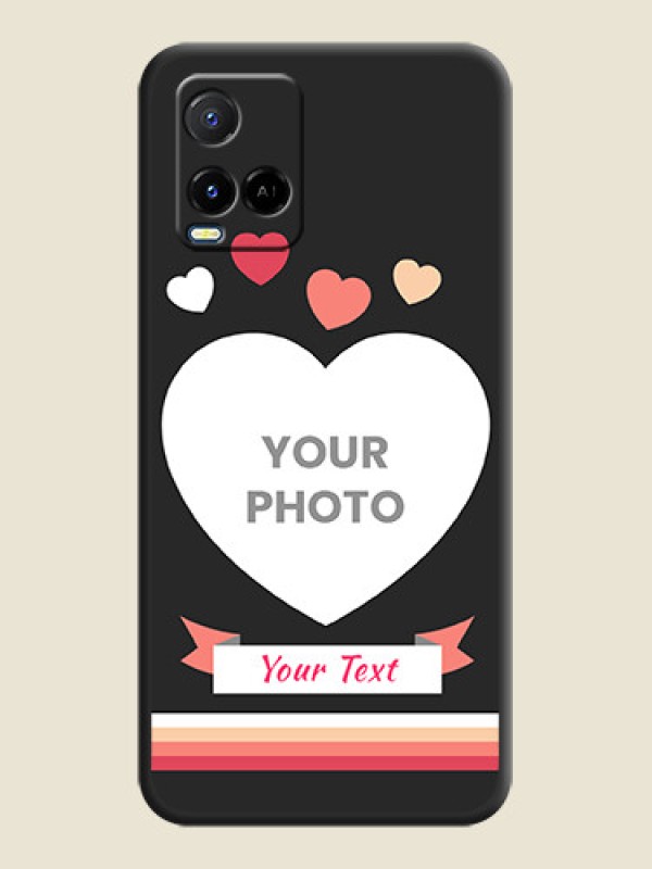 Custom Love Shaped Photo with Colorful Stripes on Personalised Space Black Soft Matte Cases - Vivo Y21A - alternate view