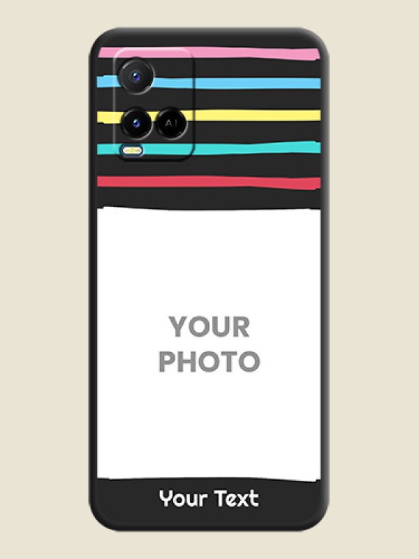 Custom Multicolor Lines with Image on Space Black Personalized Soft Matte Phone Covers - Vivo Y21A - alternate view
