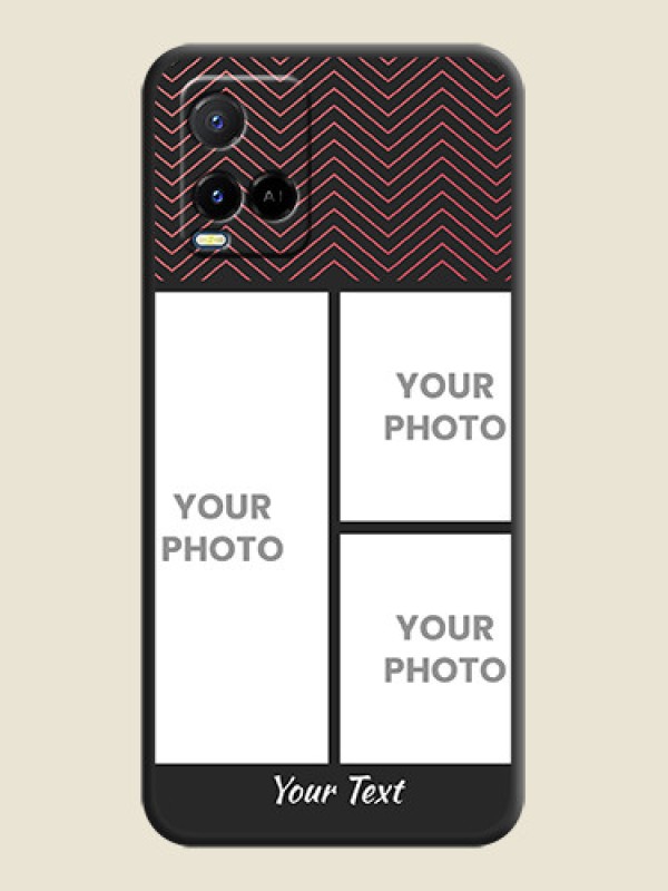 Custom Wave Pattern with 3 Image Holder on Space Black Custom Soft Matte Back Cover - Vivo Y21A - alternate view
