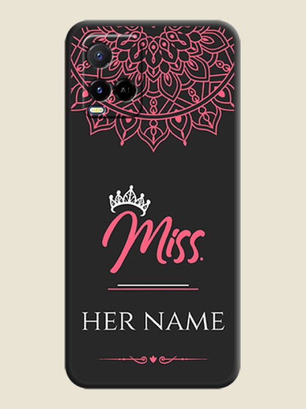 Custom Mrs Name with Floral Design on Space Black Personalized Soft Matte Phone Covers - Vivo Y21A - alternate view