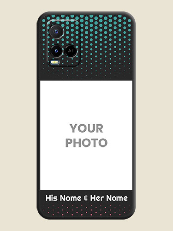 Custom Faded Dots with Grunge Photo Frame and Text on Space Black Custom Soft Matte Phone Cases - Vivo Y21A - alternate view