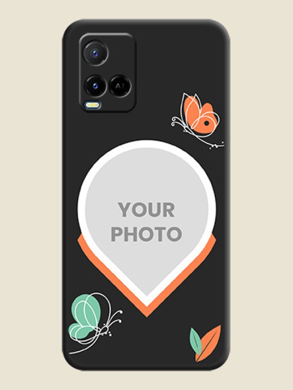 Custom Upload Pic With Simple Butterly Design On Space Black Personalized Soft Matte Phone Covers -Vivo Y21A - alternate view