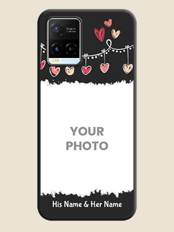 Custom Pink Love Hangings with Name on Space Black Custom Soft Matte Phone Cases - Vivo Y21e - alternate view