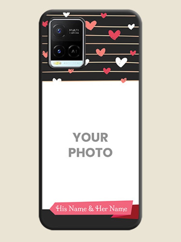 Custom Love Pattern with Name on Pink Ribbon  on Photo on Space Black Soft Matte Back Cover - Vivo Y21e - alternate view