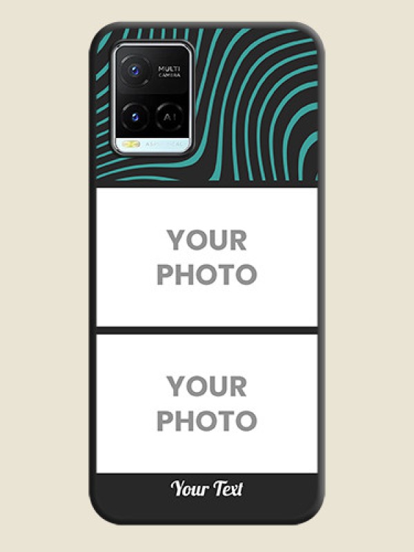Custom Wave Pattern with 2 Image Holder on Space Black Personalized Soft Matte Phone Covers - Vivo Y21e - alternate view