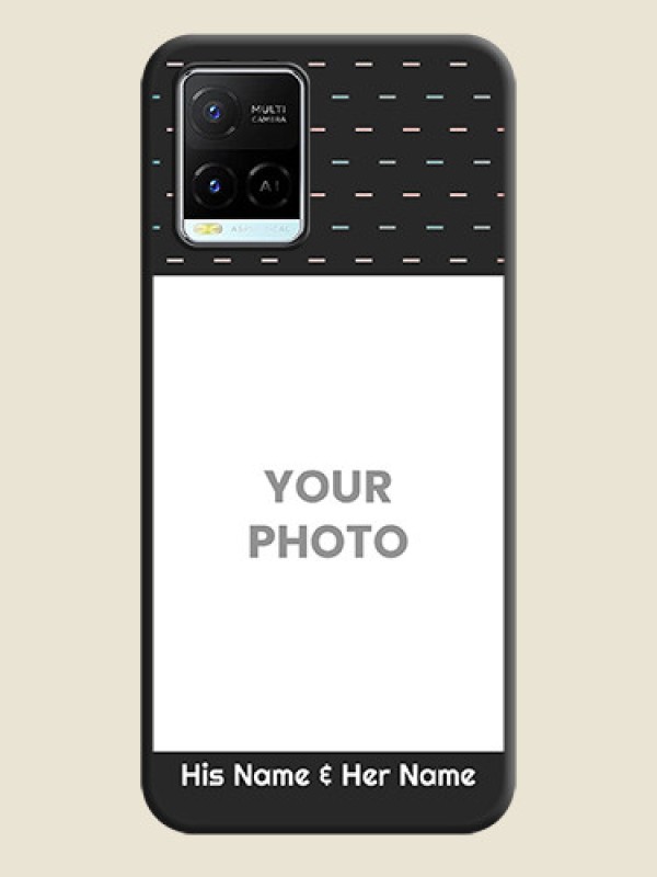 Custom Line Pattern Design with Text on Space Black Custom Soft Matte Phone Back Cover - Vivo Y21e - alternate view