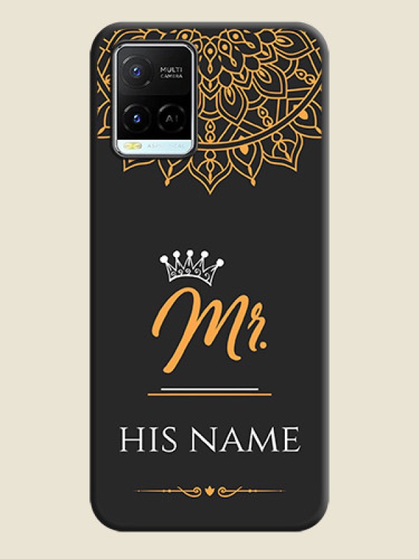 Custom Mr Name with Floral Design  on Personalised Space Black Soft Matte Cases - Vivo Y21e - alternate view