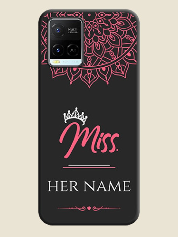 Custom Mrs Name with Floral Design on Space Black Personalized Soft Matte Phone Covers - Vivo Y21e - alternate view
