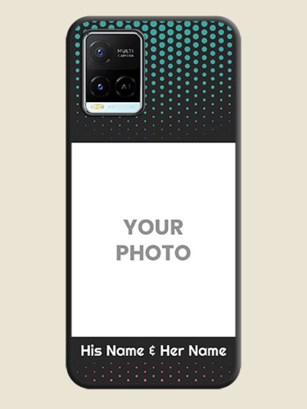 Custom Faded Dots with Grunge Photo Frame and Text on Space Black Custom Soft Matte Phone Cases - Vivo Y21e - alternate view