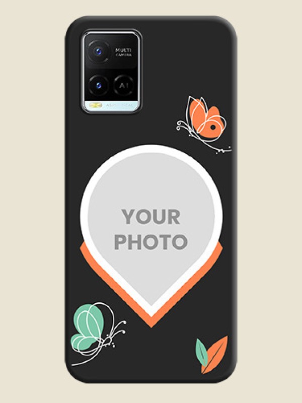 Custom Upload Pic With Simple Butterly Design On Space Black Personalized Soft Matte Phone Covers -Vivo Y21E - alternate view