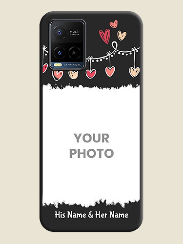 Custom Pink Love Hangings with Name on Space Black Custom Soft Matte Phone Cases - Vivo Y21G - alternate view