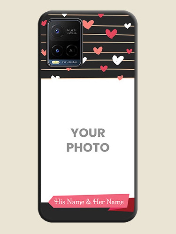 Custom Love Pattern with Name on Pink Ribbon  on Photo on Space Black Soft Matte Back Cover - Vivo Y21G - alternate view