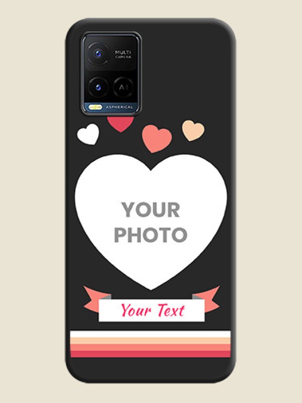 Custom Love Shaped Photo with Colorful Stripes on Personalised Space Black Soft Matte Cases - Vivo Y21G - alternate view