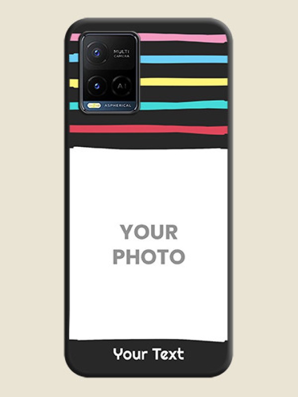Custom Multicolor Lines with Image on Space Black Personalized Soft Matte Phone Covers - Vivo Y21G - alternate view