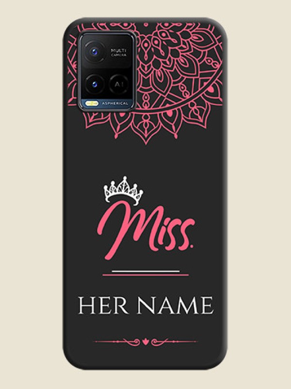 Custom Mrs Name with Floral Design on Space Black Personalized Soft Matte Phone Covers - Vivo Y21G - alternate view