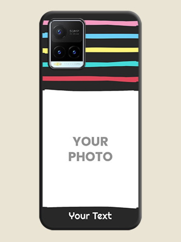 Custom Multicolor Lines with Image on Space Black Personalized Soft Matte Phone Covers - Vivo Y21T - alternate view