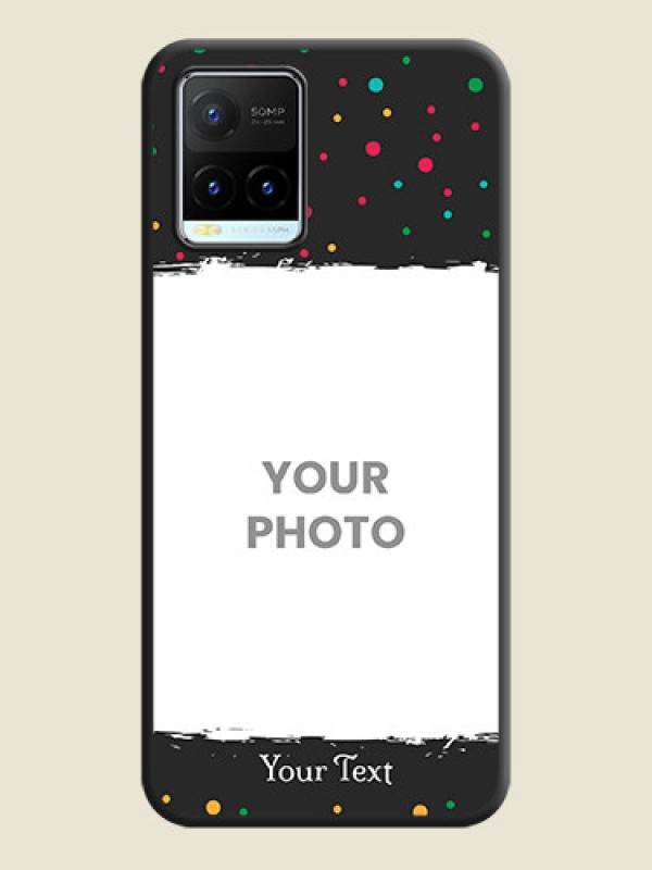 Custom Multicolor Dotted Pattern with Text on Space Black Custom Soft Matte Phone Back Cover - Vivo Y21T - alternate view