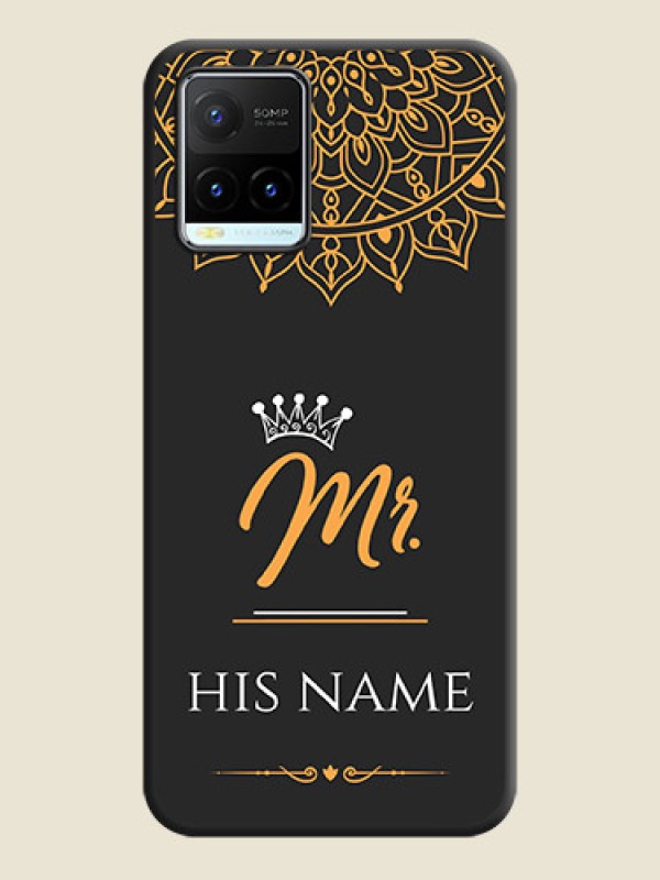 Custom Mr Name with Floral Design on Personalised Space Black Soft Matte Cases - Vivo Y21T - alternate view