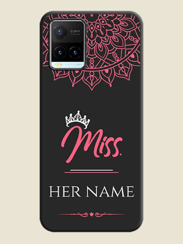 Custom Mrs Name with Floral Design on Space Black Personalized Soft Matte Phone Covers - Vivo Y21T - alternate view