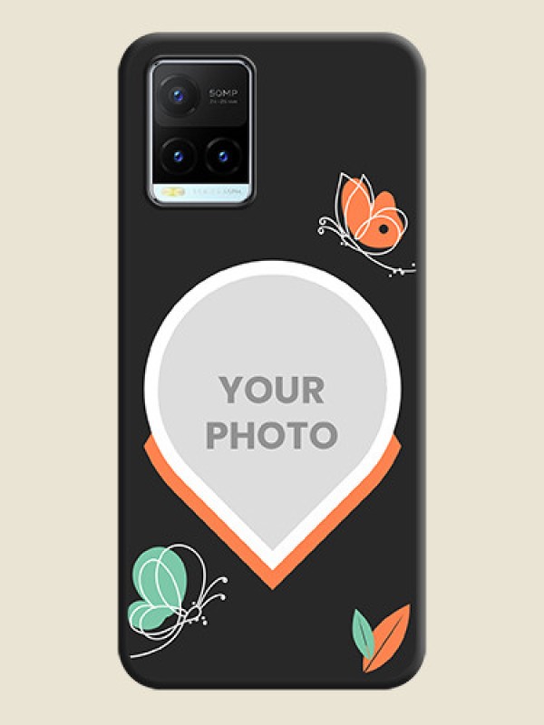 Custom Upload Pic With Simple Butterly Design On Space Black Personalized Soft Matte Phone Covers -Vivo Y21T - alternate view