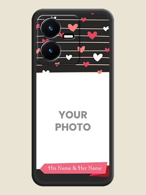 Custom Love Pattern with Name on Pink Ribbon  on Photo on Space Black Soft Matte Back Cover - Vivo Y22 - alternate view
