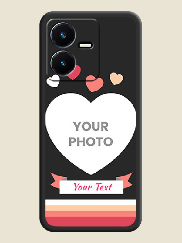Custom Love Shaped Photo with Colorful Stripes on Personalised Space Black Soft Matte Cases - Vivo Y22 - alternate view
