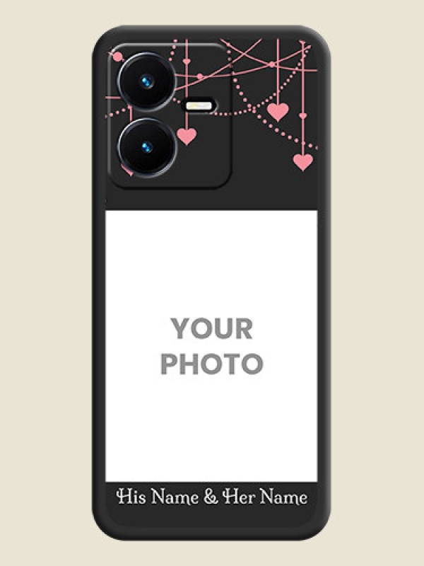 Custom Pink Love Hangings with Text on Space Black Custom Soft Matte Back Cover - Vivo Y22 - alternate view