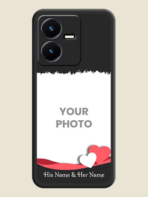 Custom Pin Color Love Shaped Ribbon Design with Text on Space Black Custom Soft Matte Phone Back Cover - Vivo Y22 - alternate view