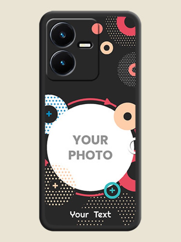 Custom Multicoloured Round Image on Personalised Space Black Soft Matte Cases - Vivo Y22 - alternate view
