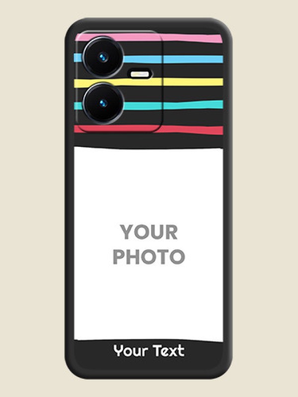 Custom Multicolor Lines with Image on Space Black Personalized Soft Matte Phone Covers - Vivo Y22 - alternate view