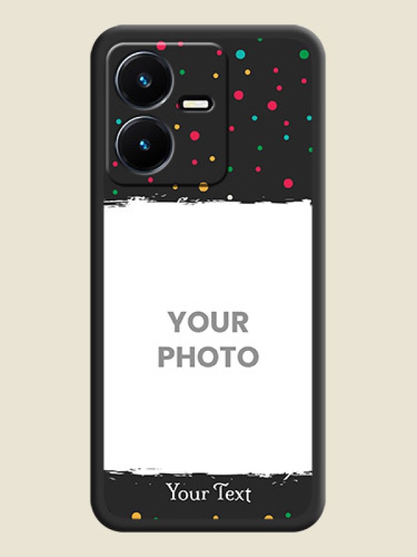 Custom Multicolor Dotted Pattern with Text on Space Black Custom Soft Matte Phone Back Cover - Vivo Y22 - alternate view